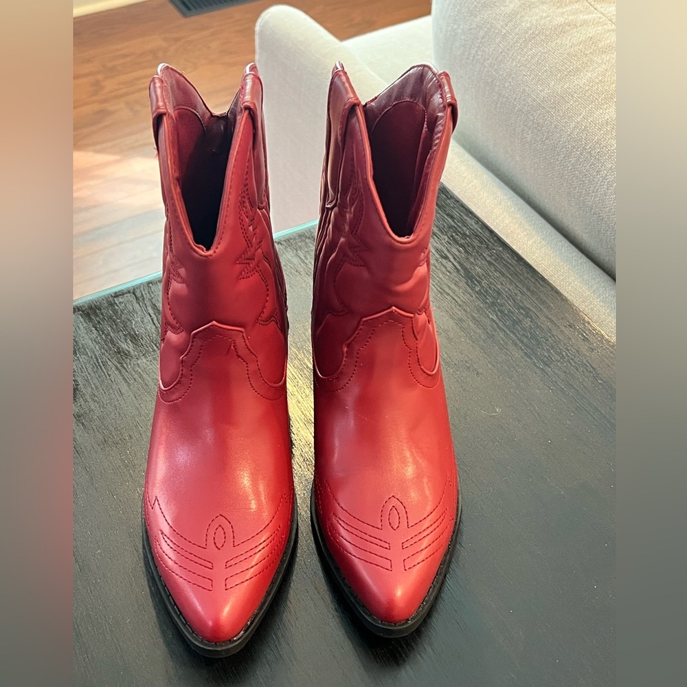 Soda Red Ankle Boots